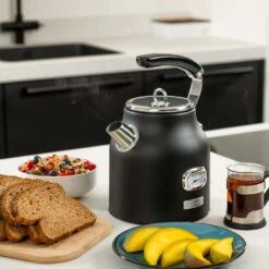 Westinghouse Waterkoker Retro Collections - 2200 W - Liquorice Black - 1.7 Liter - WKWKH148BK -Le Creuset Winkel WKWK148BK Retro Kettle 7